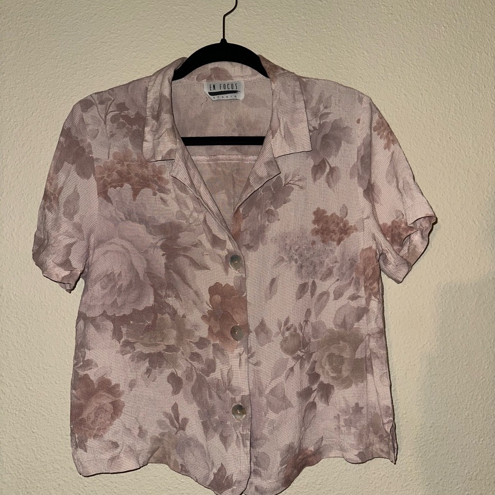 Enfocus Studio Pink Floral Button-Down Shirt